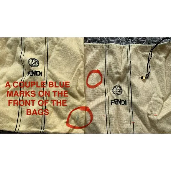 2 FENDI Vintage Yellow Logo Drawstring Dust Bag purse shoe cover LOT - Picture 3 of 8